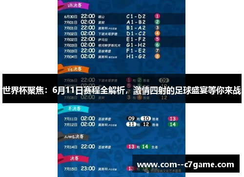 世界杯聚焦：6月11日赛程全解析，激情四射的足球盛宴等你来战